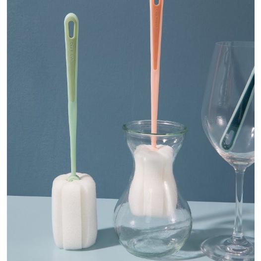 Dụng cụ vệ sinh cốc ly, chai lọ, bàn chải bọt biển cọ rửa vệ sinh bình sữa cho bé có TAY CẦM DÀI siêu tiện ích