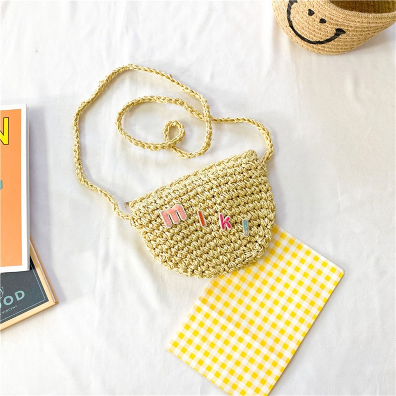 Túi Rơm Đeo Vai Mini Dễ Thương Thời Trang Đi Biển Mùa Hè Cho Bé Gái