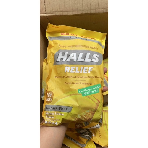 Kẹo Halls Mật Ong Chanh Không Đường - Gói 180 Viên Của Mỹ