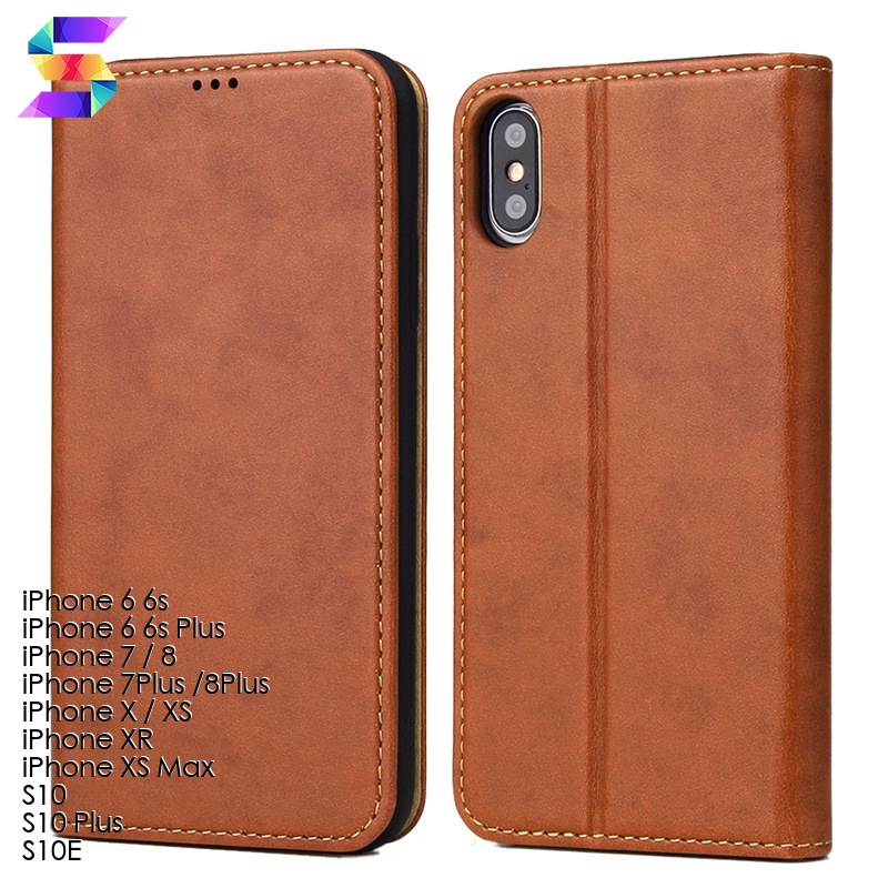 Ốp điện thoại da thật nắp gập nam châm có ngăn đựng thẻ tiện dụng hợp thời trang cho Iphone X | BigBuy360 - bigbuy360.vn