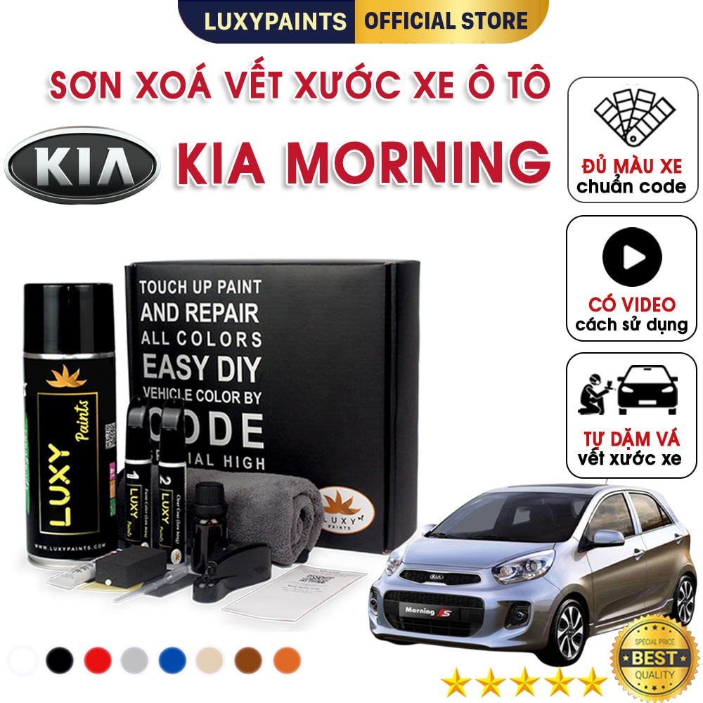 Sơn xóa vết xước xe ô tô Kia Morning LUXYPAINTS, Bút tẩy xoá vết trầy xước sơn xe oto màu chuẩn CODE - LP01KIMO