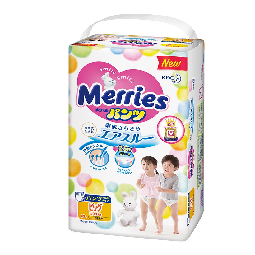 Tã dán/ quần Merries size XL - 38 miếng (Cho bé 12 - 22kg)