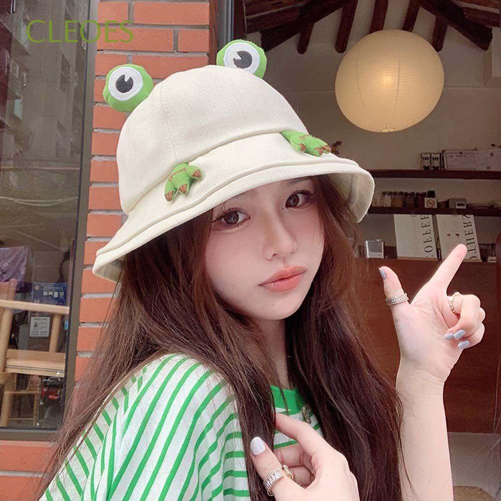 Nón Tai Bèo Chống Tia Uv Bằng Cotton In Họa Tiết Hoạt Hình Chú Ếch Dễ Thương