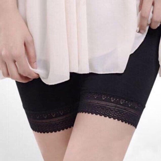 Quần đùi mặc váy cotton chân ren