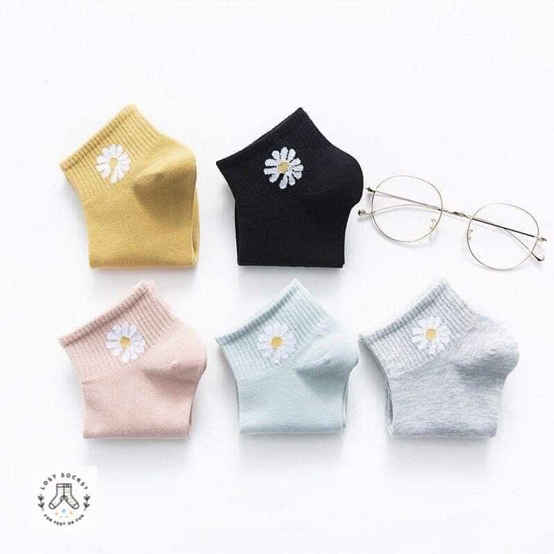 [LOẠI ĐẸP] Tất hoa cúc cổ thấp hot cotton mềm mại chống hôi chân nhiều màu xinh đẹp co giãn 4 chiều loại dày dệt chắc