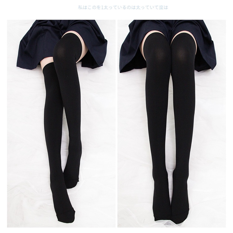 Tất đùi trắng thun/len học sinh siêu co dãn/ vớ dài qua gối