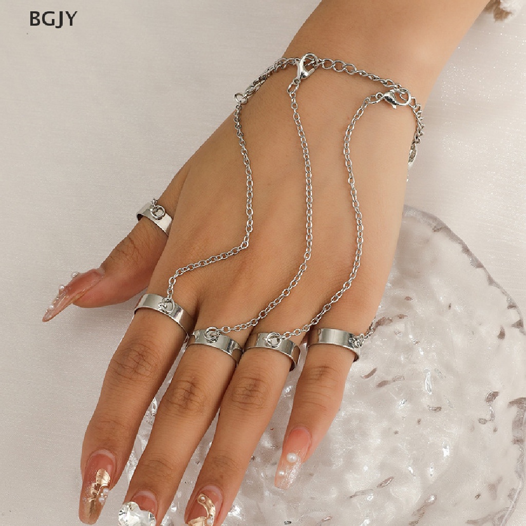 BGJY Punk Geometric Chain Wrist Bracelet For Women Men Ring Charm Set Couple Jewelry NEW