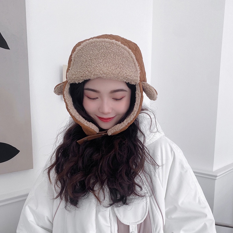 Mũ nhung lông cừu trơn màu kiểu nga dành cho nữ