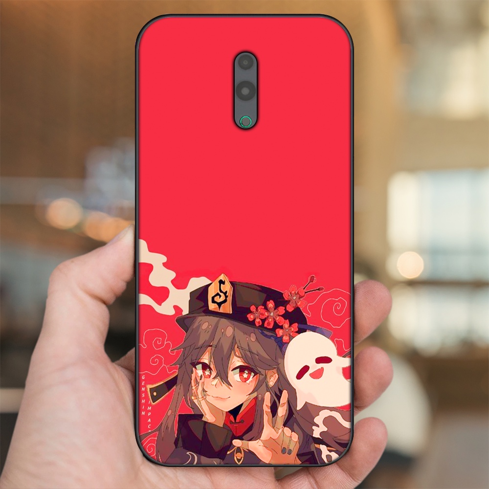 Ốp lưng Oppo Reno viền đen in hình Hutao Genshin Impact