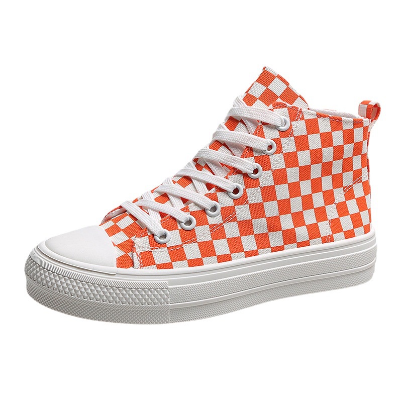Giày thể thao nữ ULzzang Caro đen cam cổ cao Giầy sneaker QC cao cấp Hot 2022