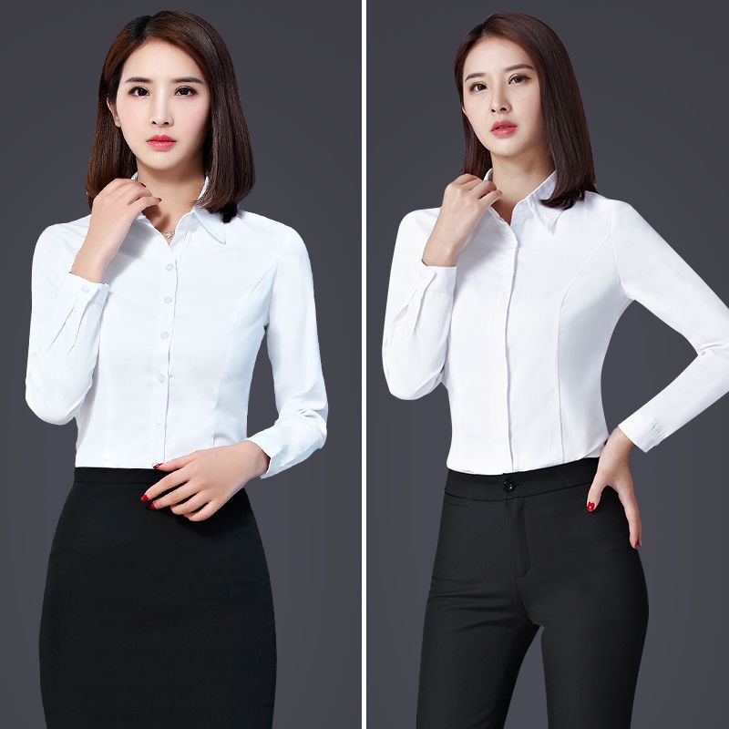 Bộ Đồng Phục Áo Sơ Mi Trắng Tay Dài Phối Chân Váy Ngắn Thời Trang Công Sở Cho Nữ
