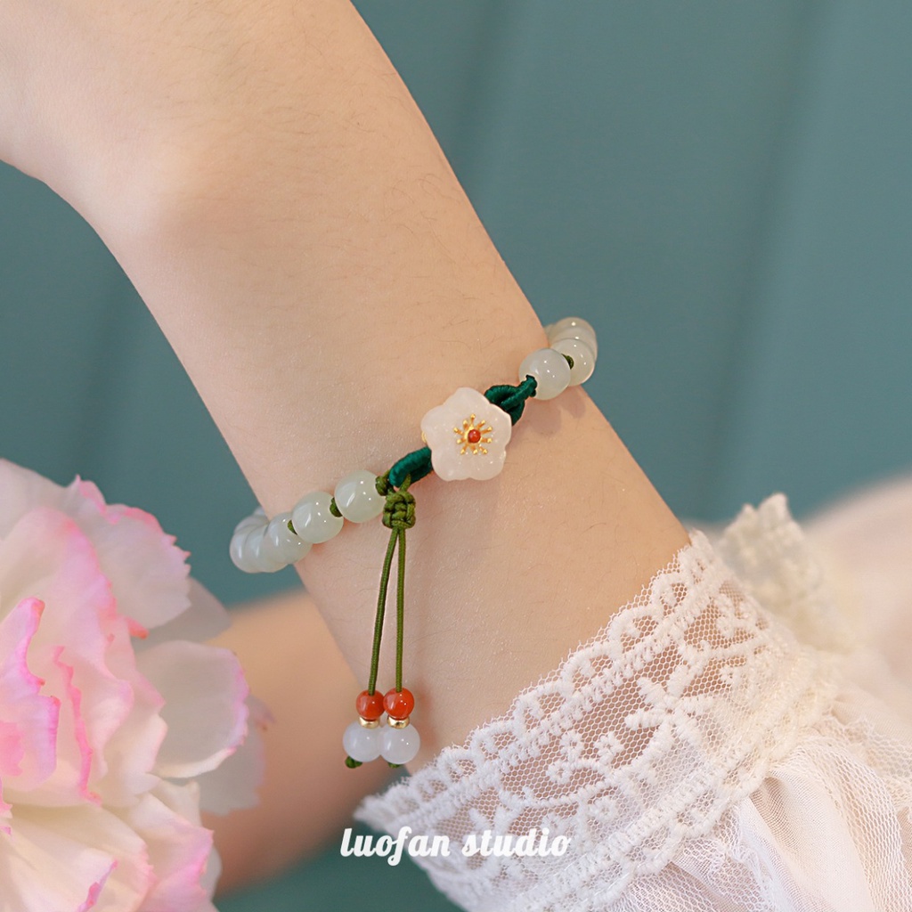 Vòng Tay Dây Thừng Đính Đá Ngọc Bích Nhân Tạo Thời Trang Cho Nữ