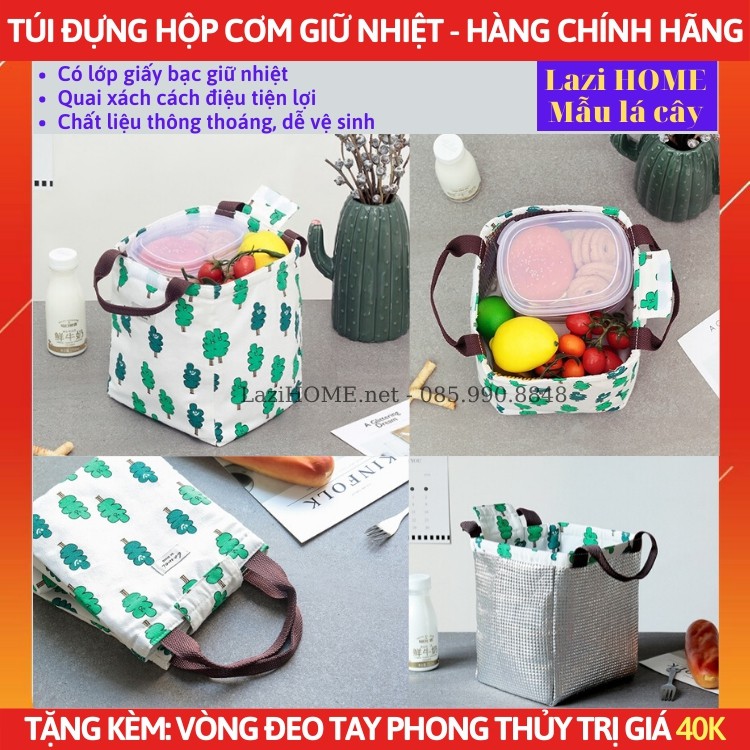 Hộp cơm giữ nhiệt [TÚI HỘP ĐỰNG CƠM] Lazi HOME - Có lớp giấy bạc giữ nhiệt, quay xách cách điệu