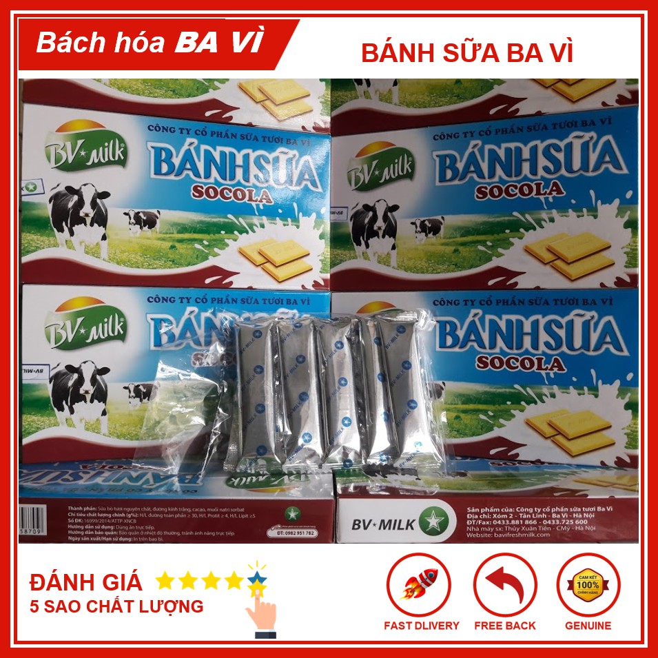 Bánh Sữa Nhạt Socola Nguyên Chất 180g BVMILK Ba Vì