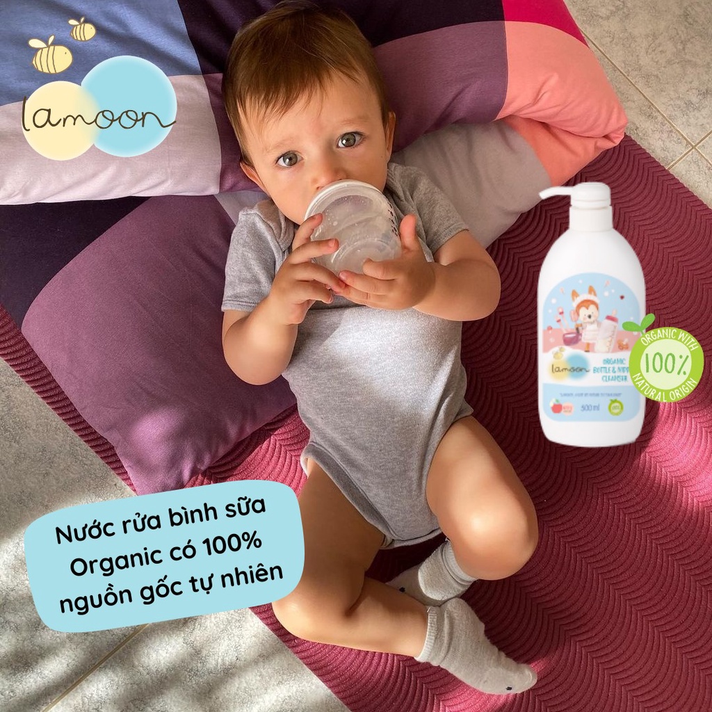 Nước rửa bình sữa Organic cho bé Lamoon - Bình 500ml