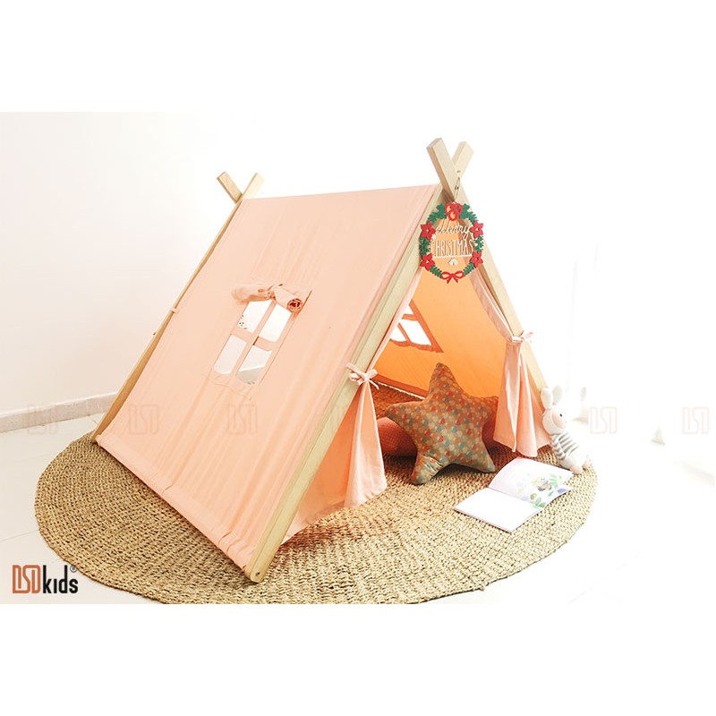 Lều trẻ em khung gỗ dễ dàng tháo lắp, gấp gọn, lều khung gỗ cho bé