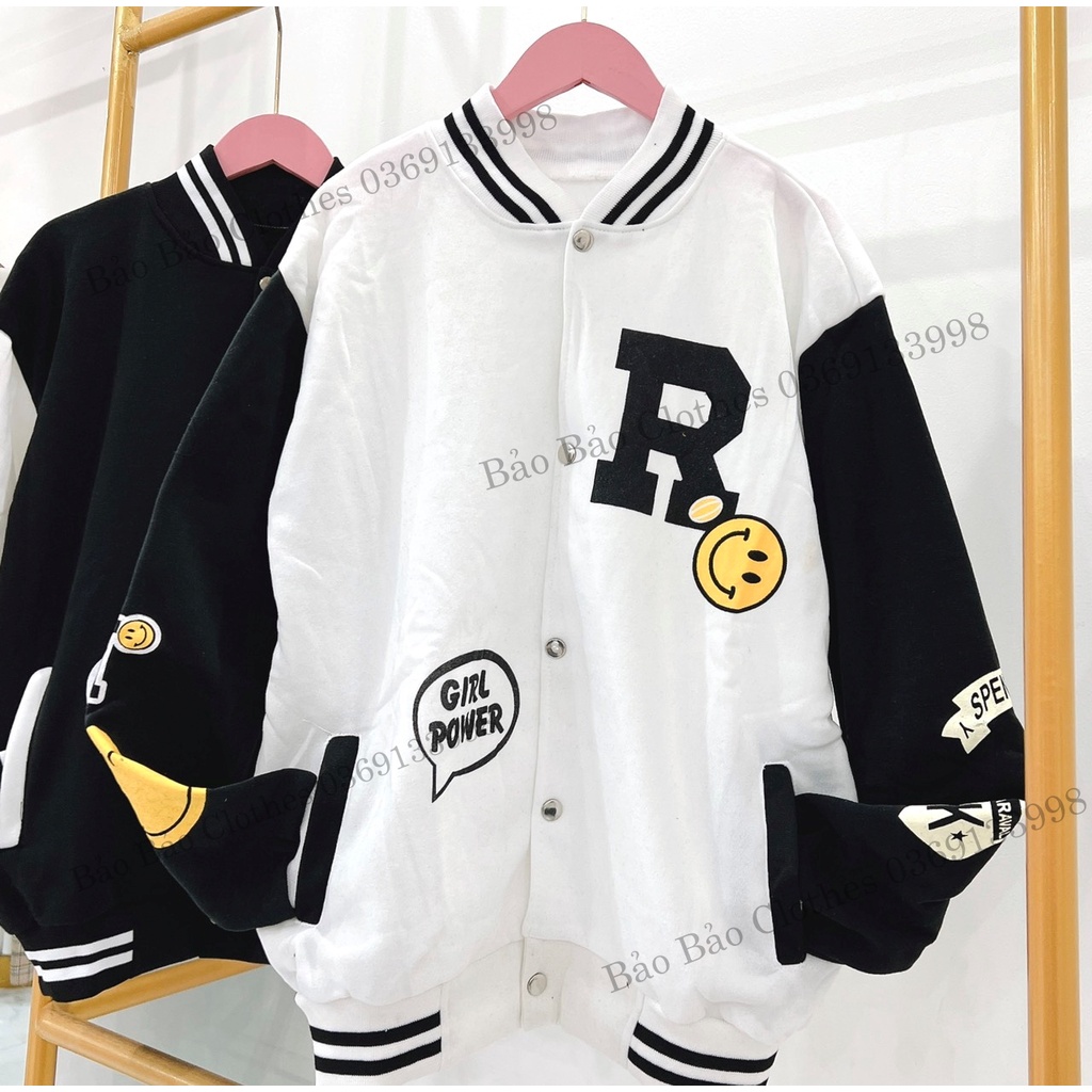 Áo Khoác Nỉ Nam Nữ  Form Rộng Chữ R Mặt Cười Vải Dày Mịn Thoáng Mát Thiết Kế Thời Trang Kiểu Dáng Năng Động