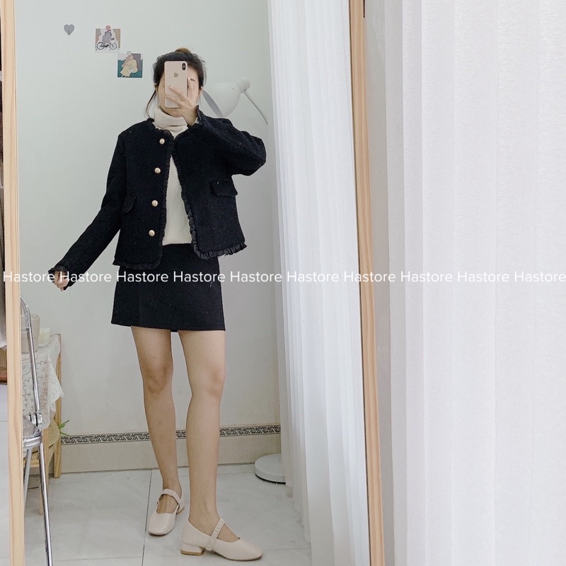 Áo tweed dạ tiểu thư bèo cao cấp