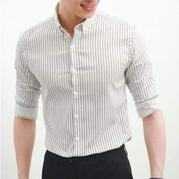 Áo Sơ Mi Kẻ Sọc, Dài Tay Nam, Chất Lụa Chống Nhăn, Thoáng Mat, Lịch Sự, Dáng SLim Hàn Quốc | BigBuy360 - bigbuy360.vn