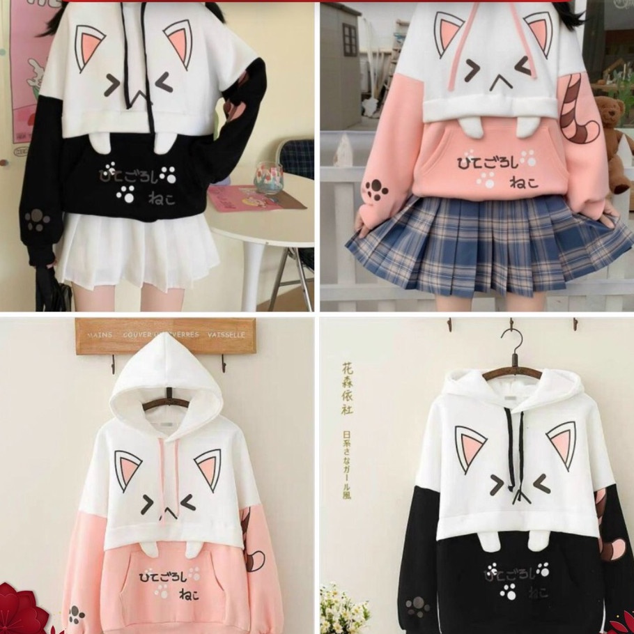 ÁO HOODIE NỮ ❤️FREESHIP❤️ áo khoác hoodie ( NANH MÈO ) VẢI NỈ NHIỀU MÀU-  FREE SIZE DƯỚI 60KG