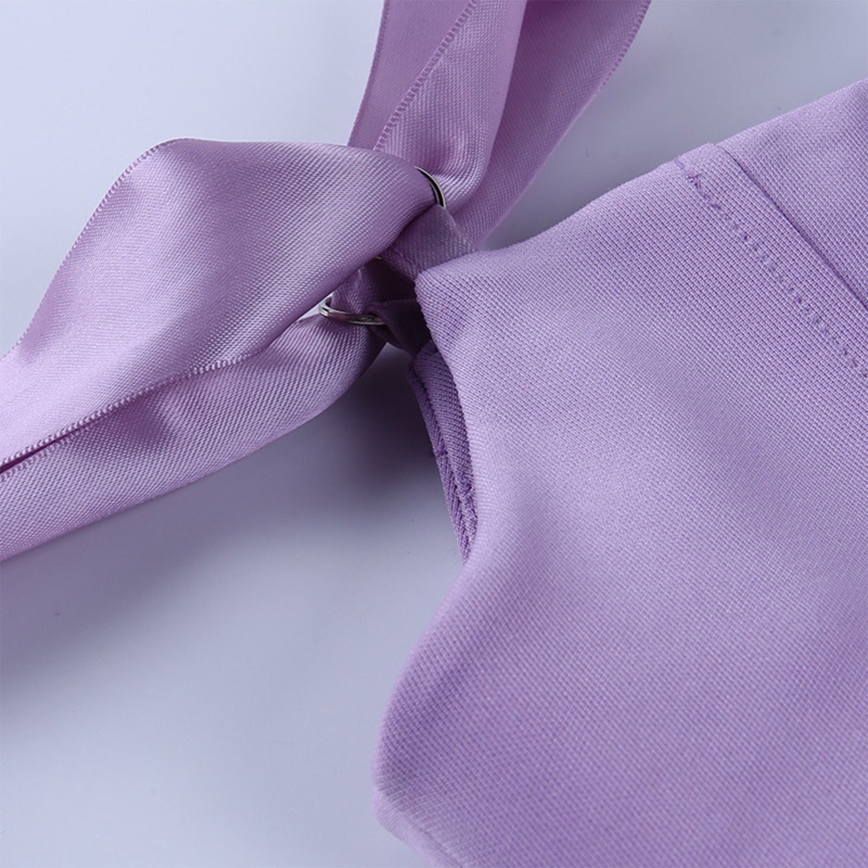 Brroa Áo Croptop Dệt Kim Hai Dây Cột Nơ Thêu Chữ Phong Cách Harajuku Cho Nữ