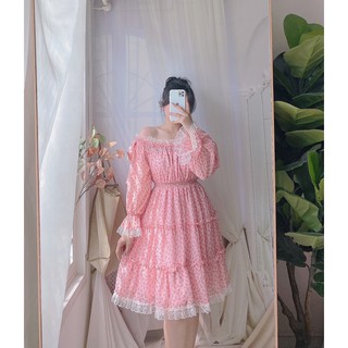 ĐẦM RỚT VAI HOA HỒNG NƠ