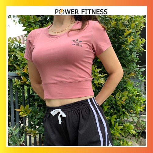 Áo croptop thun nữ ôm kiểu tập gym tập yoga áo thun kiểu nữ Power Fitness B2013