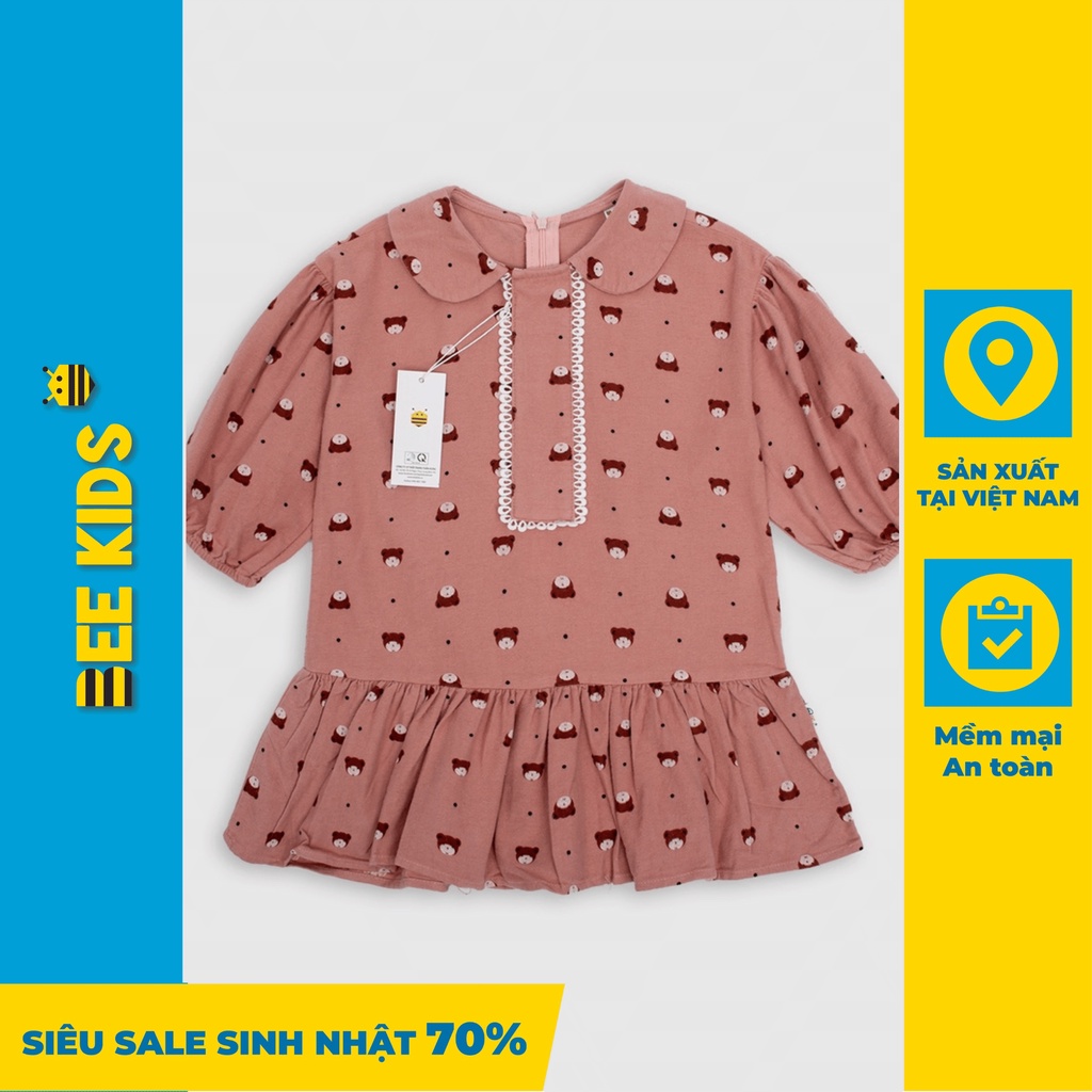 Váy Dài Tay Bé Gái Bee Kids Chất Liệu Nỉ Thô Mềm Mịn , Không Bai Không Xù (2-8 Tuổi)7DC01384DA