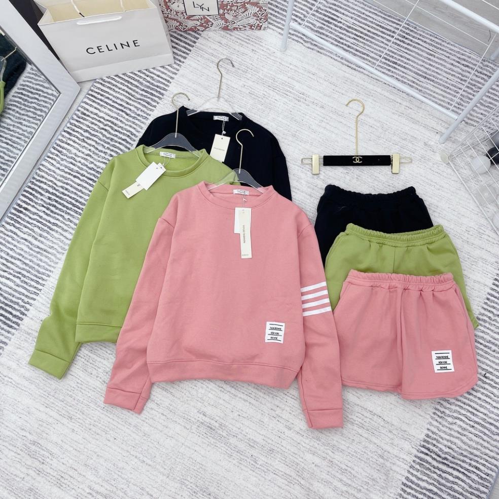 [ 𝐅𝐑𝐄𝐄 𝐒𝐇𝐈𝐏 ] BỘ NỈ SỌC TAY QUẦN ĐÙI ĐỒ BỘ NỮ DÀI TAY