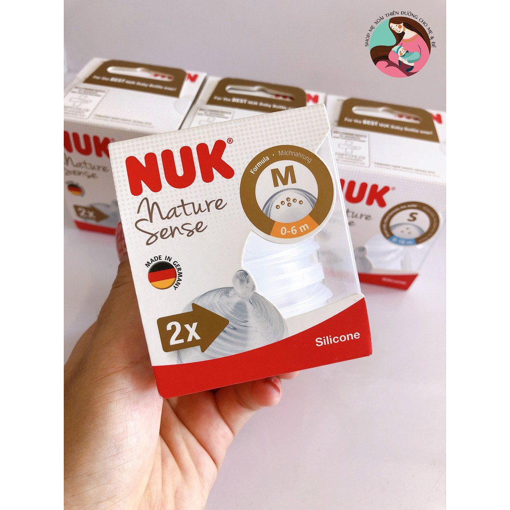 Bộ 2 núm ty Nuk Nature Sense Silicone đủ size (Shop mẹ Xoài nhập từ NPP Ánh Dương)