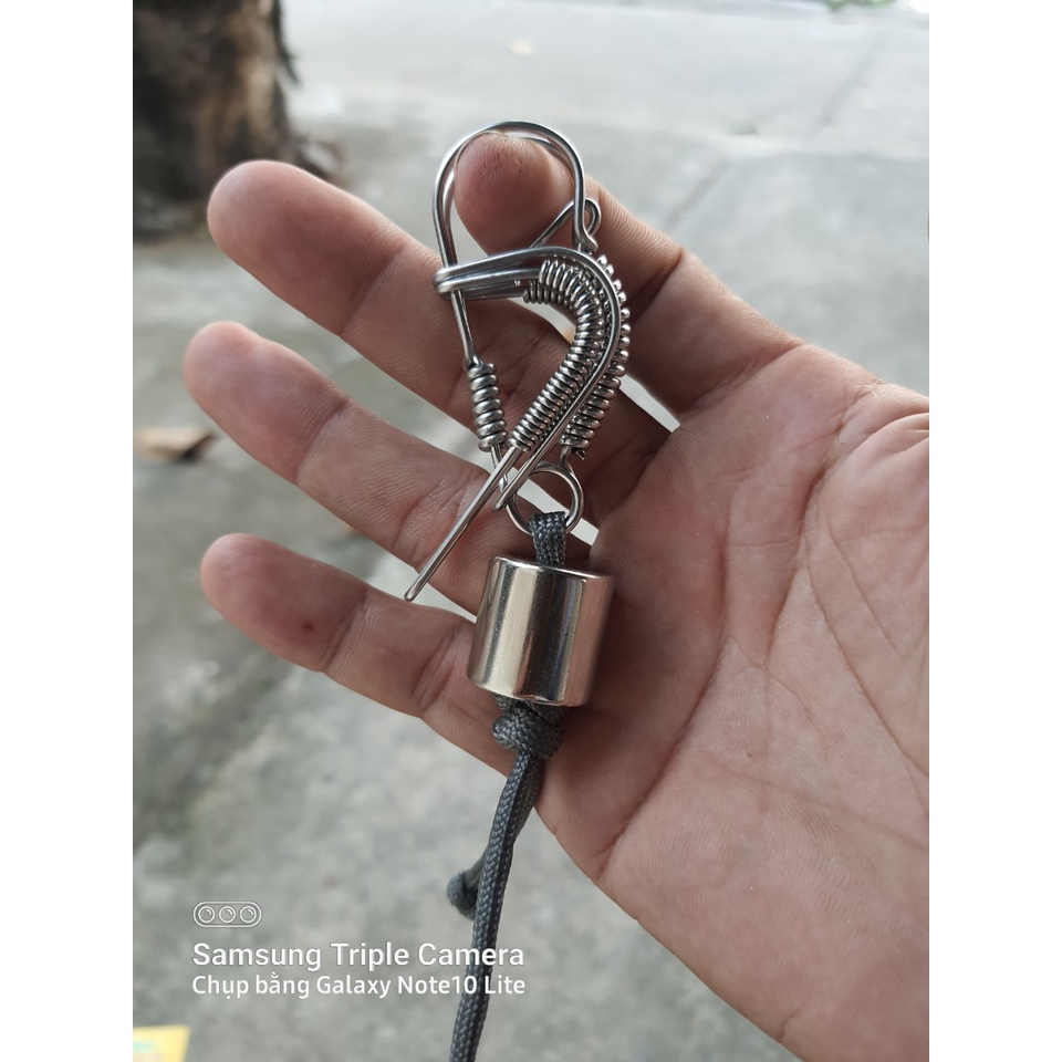 Móc khóa inox 304 uốn thủ công-Nam Châm hít bi kèm móc khóa Thủ công bằng inox 304