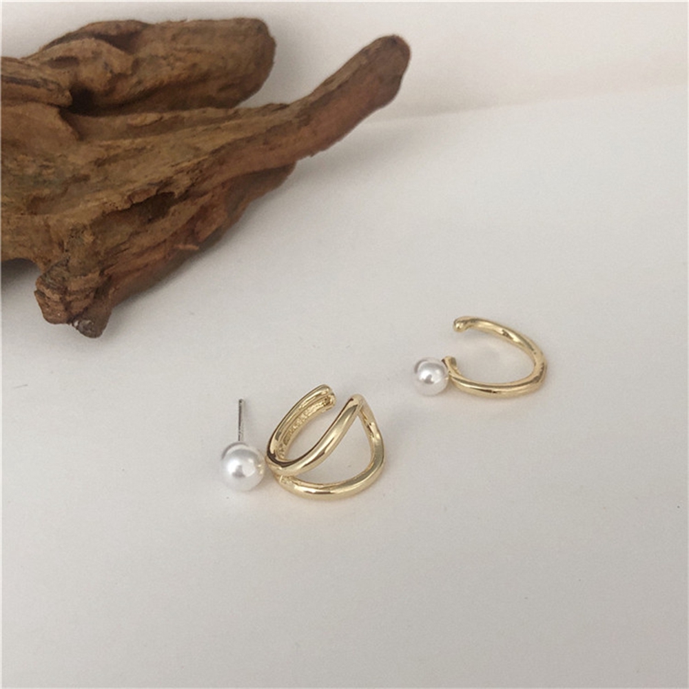 Bộ 3 khuyên vành tai đính hoa và ngọc trai nhân tạo kiểu dáng thanh lịch