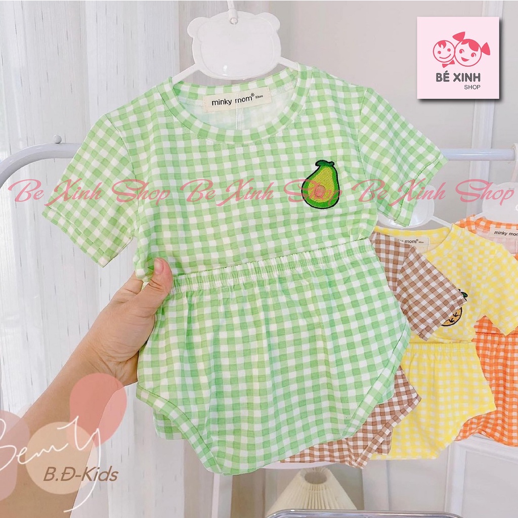 Minky Mom Bộ chip cộc tay cho bé trai bé gái  Đồ bộ bé trai gái quần áo trẻ em thun lạnh mát họa tiết CHIP CARO