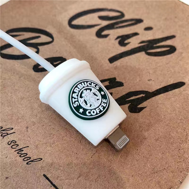 Phụ kiện bảo vệ đầu cắm dây sạc chống đứt hình ly cà phê / đồ uống / thức ăn / gấu thỏ dễ thương