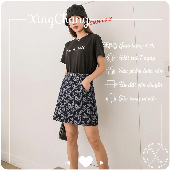 Áo phông trắng cổ tròn, áo thun hè nữ công sở cá tính thời trang in Le Soleil mã NXC31