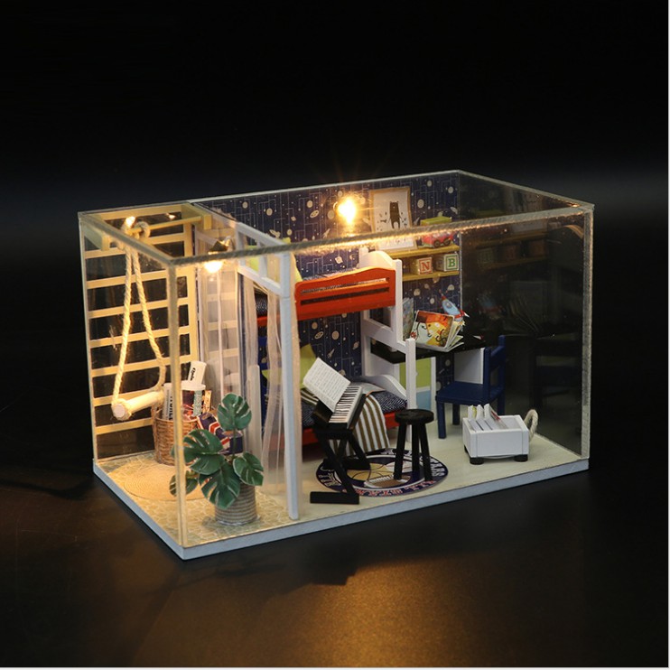 Mô hình nhà DIY Doll House Future Space Kèm Mica Chống bụi, Bộ dụng cụ và Keo dán