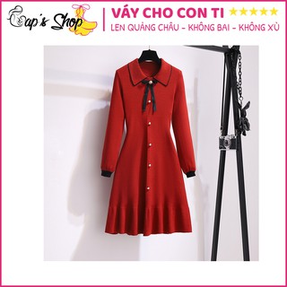 Váy cho con bú, chất len, dáng A thon gọn