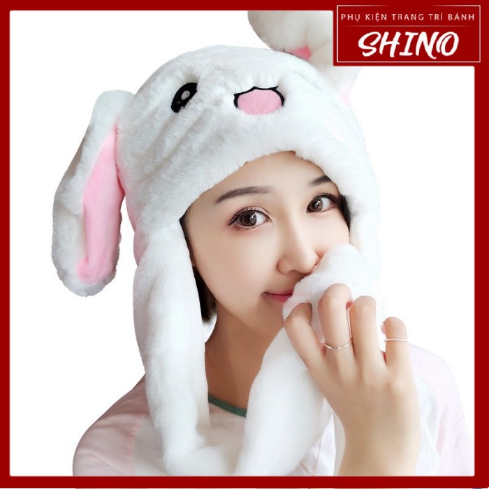 Mũ Tai Thỏ Giật/Bóp Dễ Thương Phát Sáng