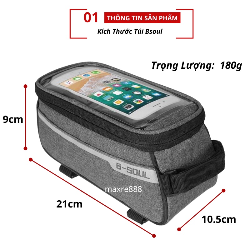 Túi treo sườn xe đạp thể thao cao cấp B-soul đa năng chống nước, đặt được điện thoại tiện lợi