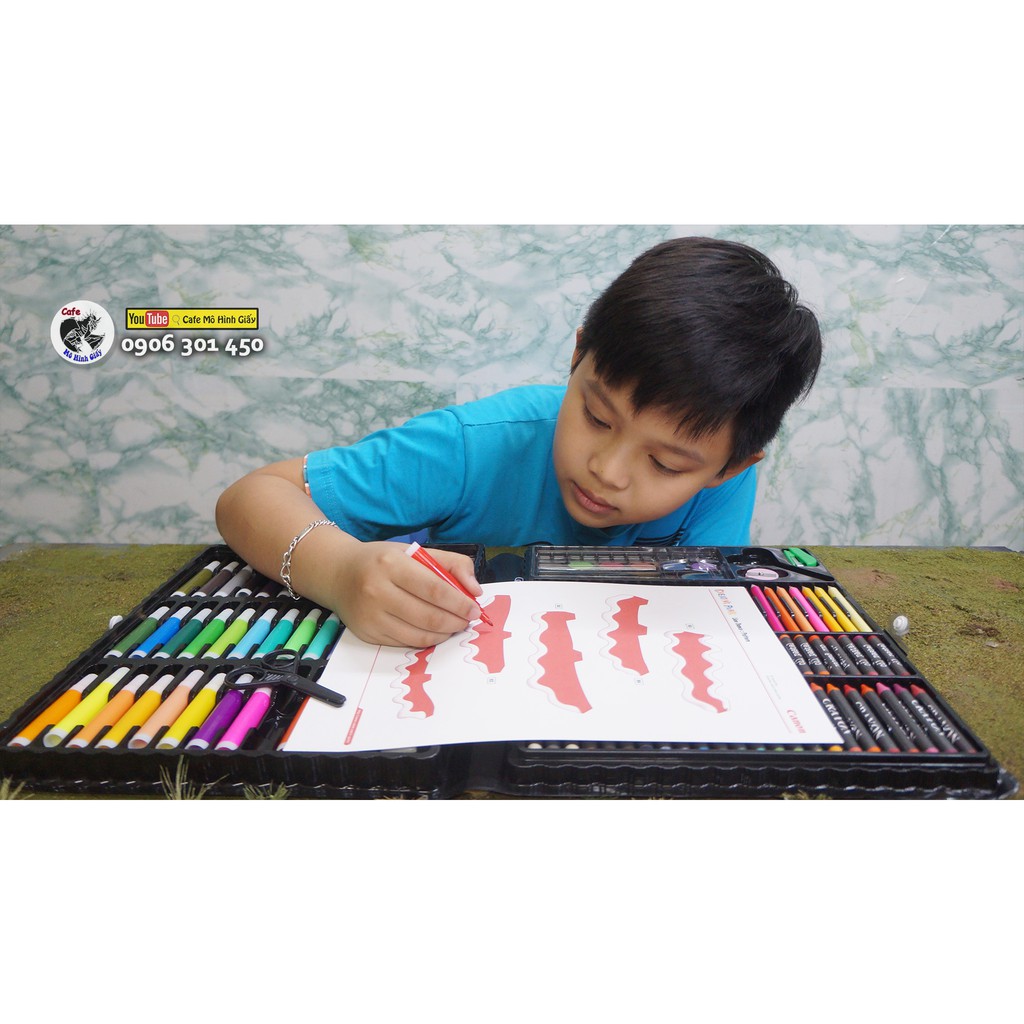 Bộ bút màu siêu to khổng lồ 150 chi tiết. Bao gồm: bút lông màu, bút sáp, bút chì, màu nước, tẩy, chuốt