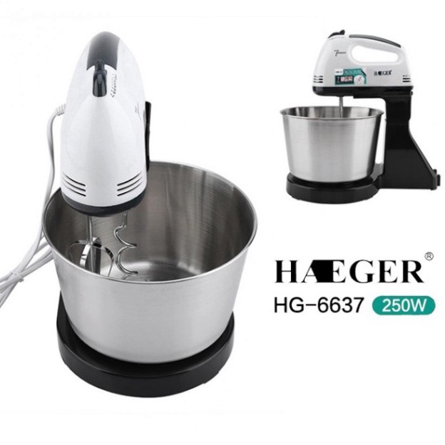 Máy Đánh Trứng, Nhào Bột Để Bàn HAEGER HG-6637 250W Chậu trộn 2L