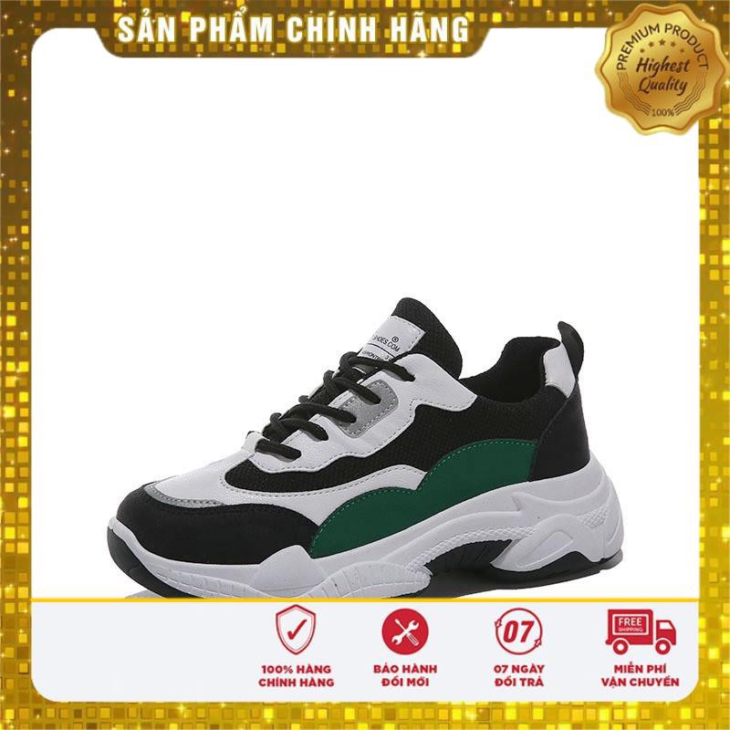 Giày Sneaker Nữ Choose Thể Thao Đế Độn 5cm Họa Tiết Phản Quang Phối Màu Đen Xanh Rêu Đẹp Mắt G29K9
