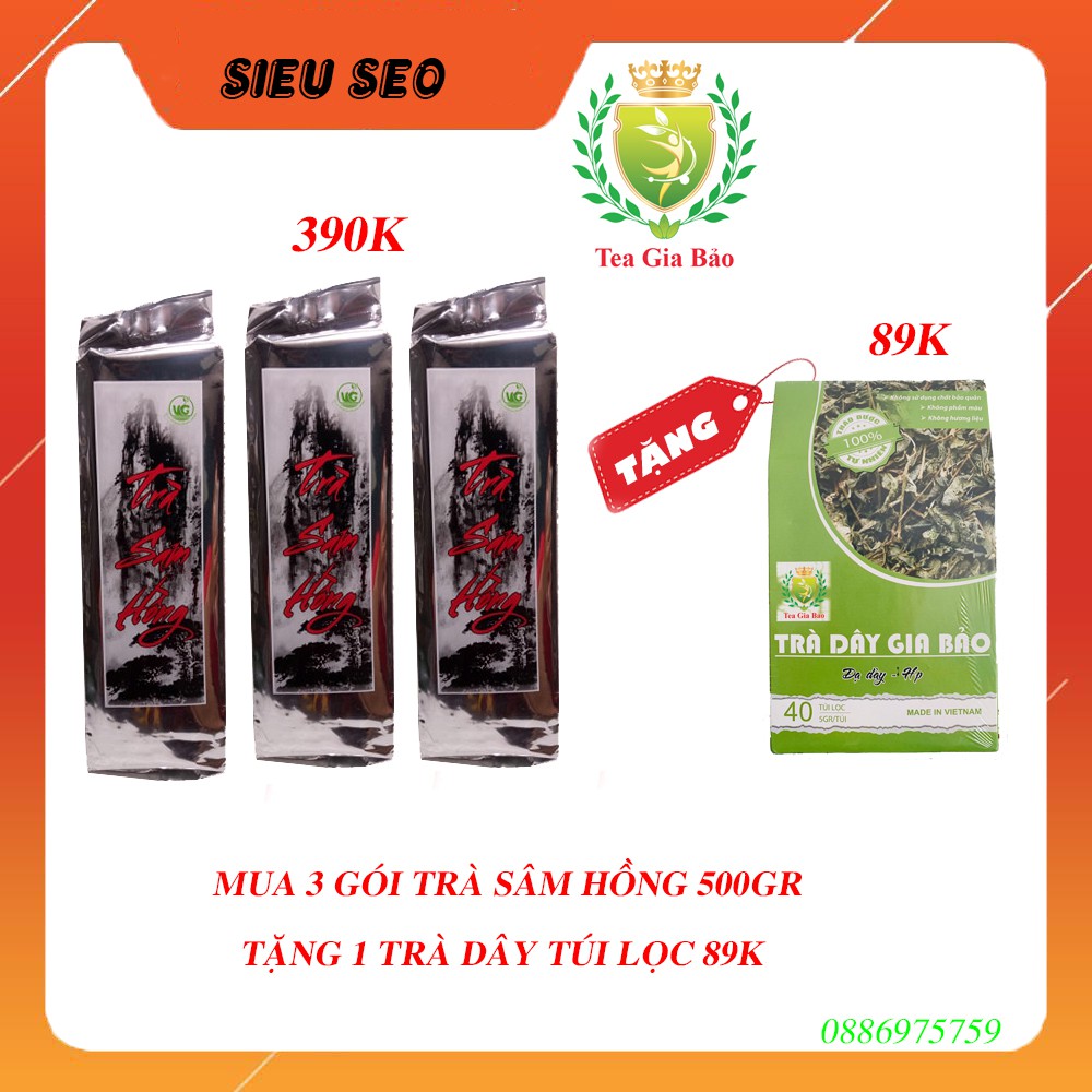 Trà Sam Hồng [ 3 TẶNG 1 ] Khi Mua 3 Gói 500gr tặng 1 gói trà cát thủy tiên 89k, giảm cân giảm mỡ máu