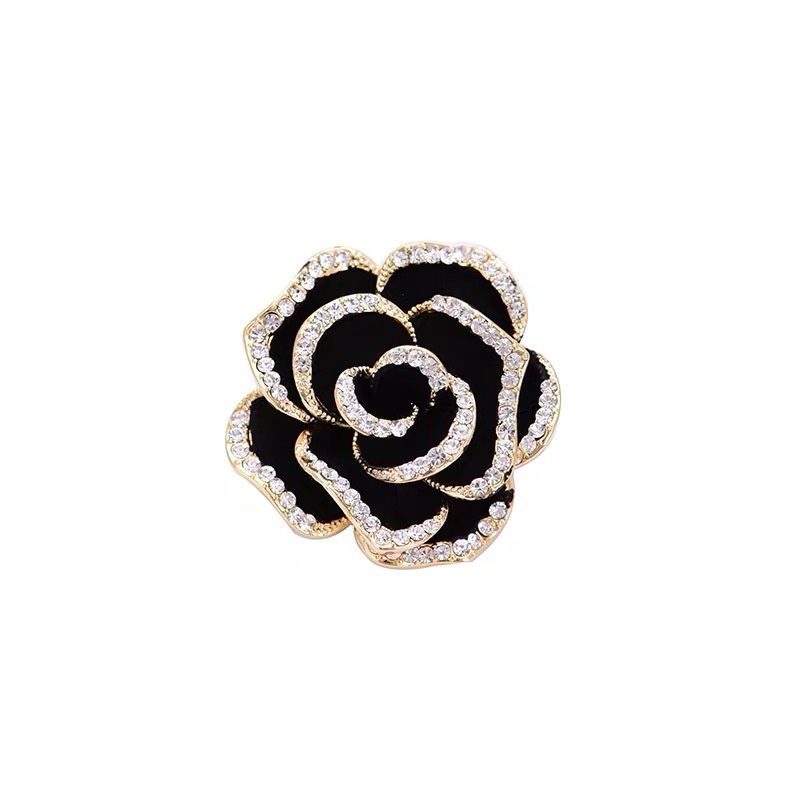 [Giao hàng trong vòng 24 giờ] Ghim Cài Áo Hình Hoa Trà Đính Đá Sang Trọng