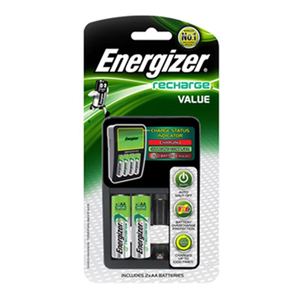 [CHÍNH HÃNG] Bộ Sạc Nhanh Tự Ngắt Energizer Kèm 4 Pin AA 2000 mAh CHVCM4