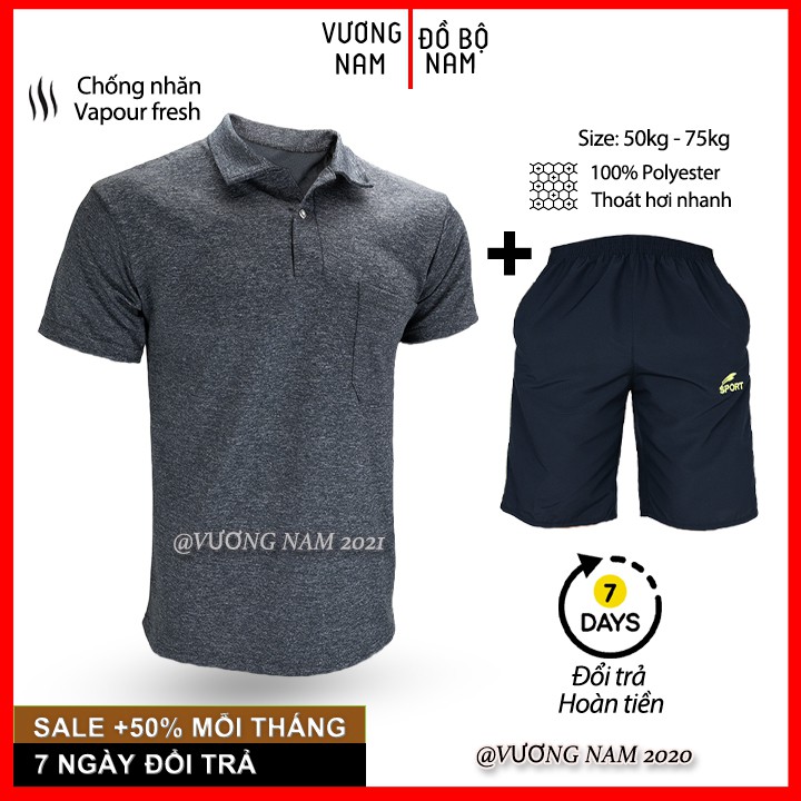 Đồ bộ mặc nhà nam trung niên mùa hè thoáng mát dưới 70KG VNTNA