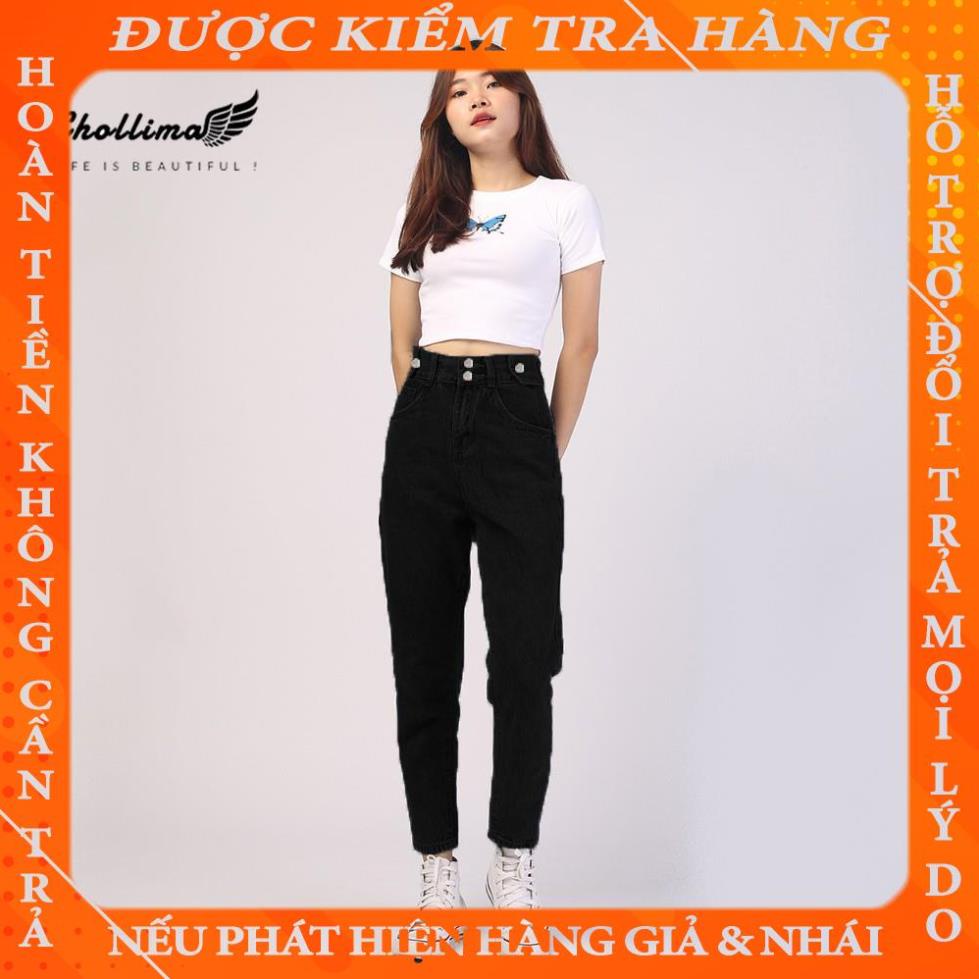 Quần baggy jeans nữ Chollima form rộng 2 bách vuông,lưng thun QD016 phong cách hàn quốc fdinh