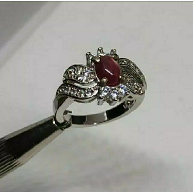 Nhẫn Đính Đá Ruby Tự Nhiên Hình Ngôi Sao Xinh Xắn Cho Nữ