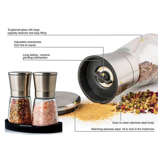 Dụng cụ xay tiêu nắp inox sang trọng - HV Store 318