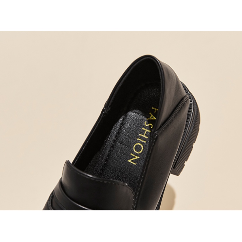 Giày Loafer Nữ Giày Da Bánh Mì 5 Phân Phong Cách Nhật Bản